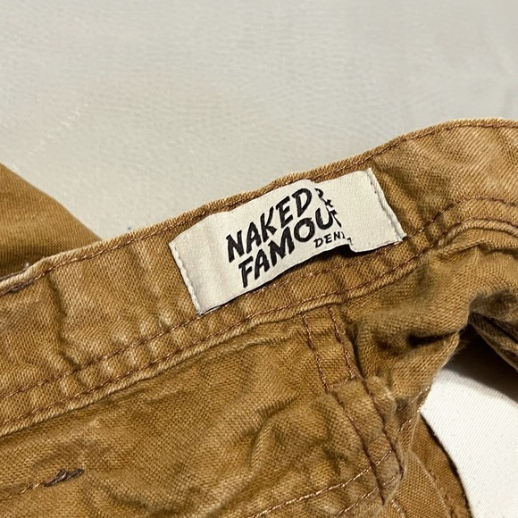 Naked & Famous Denim Pant Red Line Selvedge Brown Jeans Men Japan 30x32 Khaki - Picture 10 of 15